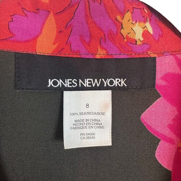 Vintage Jones NY 100%‎ Silk Garden Party Floral Blouse & Midi Skirt Set Womens 8 - Picture 7 of 14